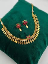 Elegant Gold-Plated Choker Necklace Set with Earrings | Traditional Indian Jewellery - photo 1