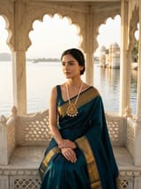 Lakshmi Temple Pendant Chain - Twin Peacock, Pearl Chain - photo 4