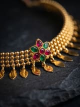 Traditional Gold-Plated Choker Necklace Set with Earrings | Indian Jewellery - photo 2
