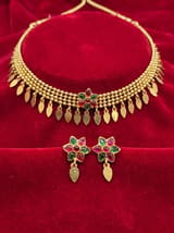 Traditional Gold-Plated Choker Necklace Set with Earrings | Indian Jewellery - photo 1