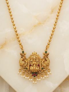Peacock Arch Lakshmi Temple Pendant - Pearl Drops - photo 1