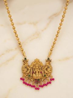 Peacock Arch Lakshmi Temple Pendant - Pink Bead Drops - photo 1