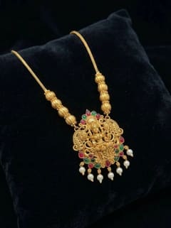 Regal Crown Lakshmi Pendant - Gold-Tone Bead Chain - photo 2