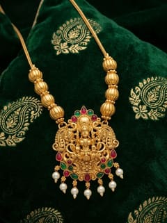 Crown Lakshmi Pendant - Ribbed Bead Chain, Pearl Drops - photo 2