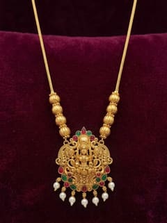 Regal Crown Lakshmi Pendant - Gold-Tone Bead Chain - photo 1