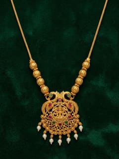 Peacock Roundel Lakshmi Pendant - Gold-Tone Bead Chain - photo 1