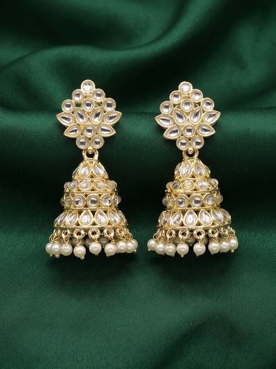 Floral Kundan Jhumka Earrings